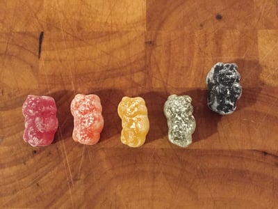 jelly babies in a row